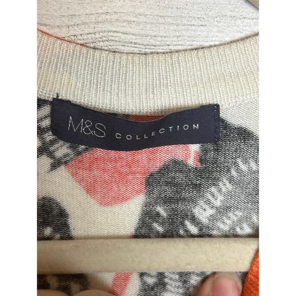 Marks & Spencer 12 orange black button up cardigan long sleeve lightweight boho - Picture 3 of 6